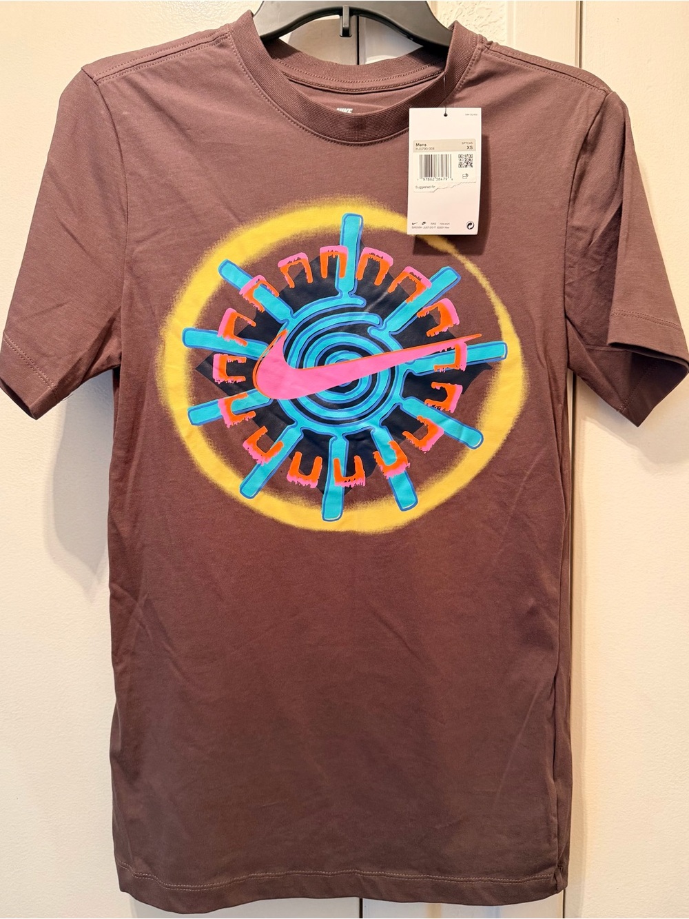 Nike Men's Brown Graphic Swoosh Short-Sleeve T-Shirt Size XS